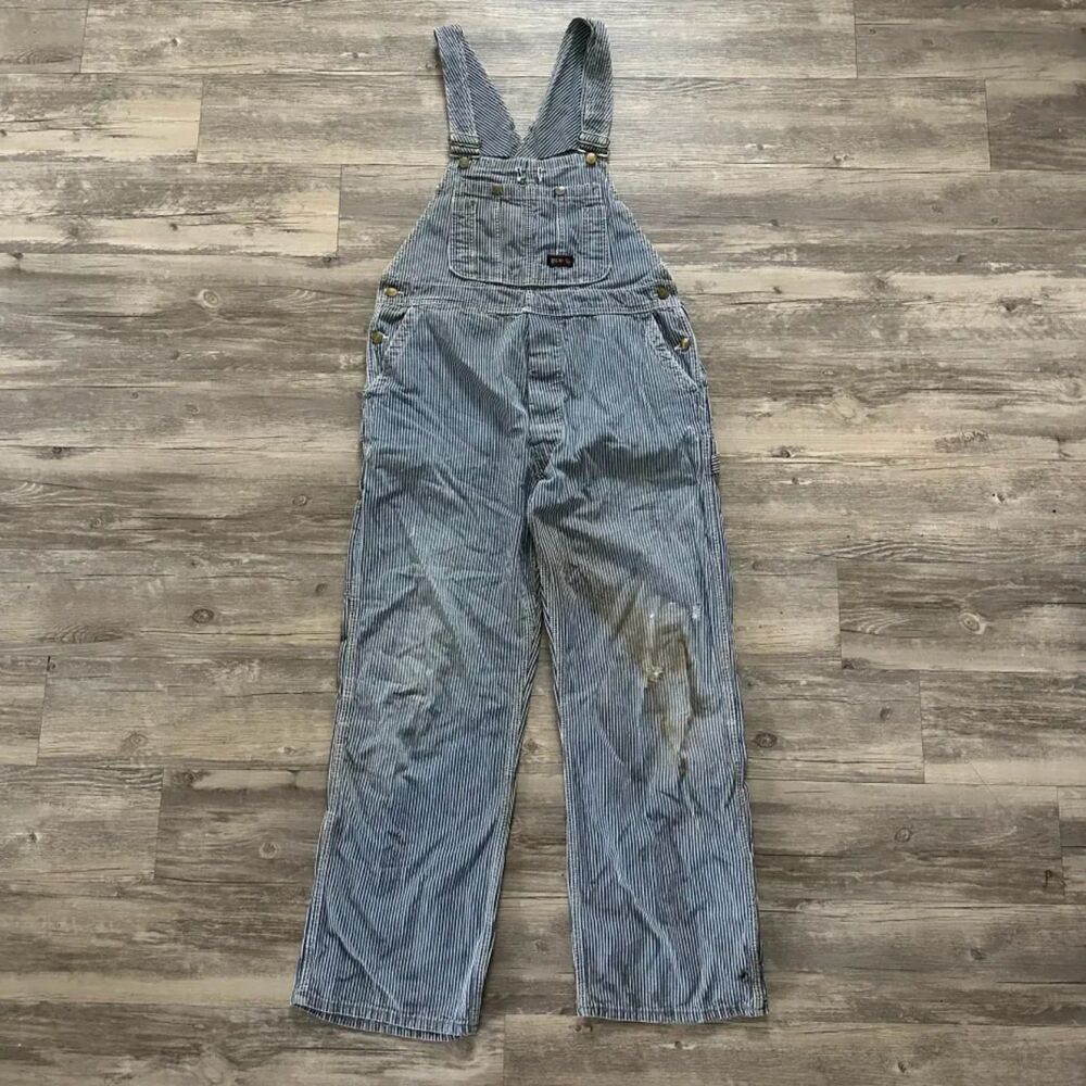 Vintage 50s Railroad Striped Big Smith Overalls Size 36X30